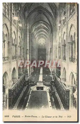 Cartes postales Paris Notre Dame Le Choeur et la Nef Orgue