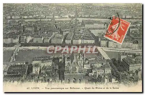 Ansichtskarte AK Lyon Vue panoramique sur Bellecour Quais du Rhone et de la Saone