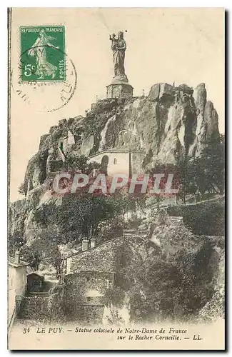 Cartes postales Le Puy Statue colossale de Notre Dame de France sur le Rocher Corneille