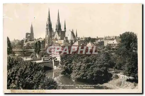 Ansichtskarte AK Strasbourg L'Eglise Protestante St Paul et la Cathedrale