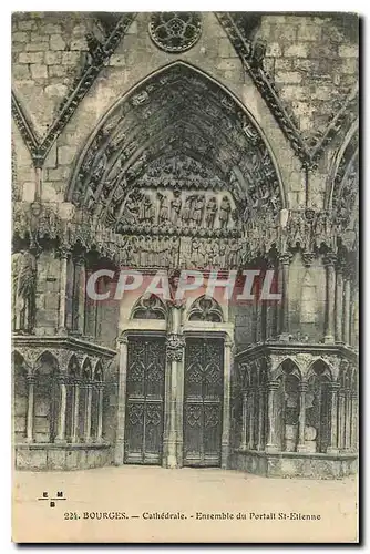 Cartes postales Bourges Cathedrale Ensemble du Portail St Etienne