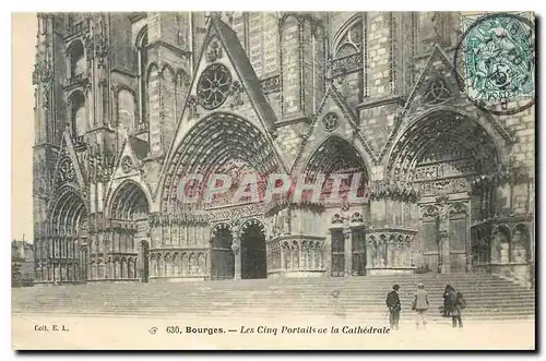 Ansichtskarte AK Bourges les Cinq Portails de la Cathedrale