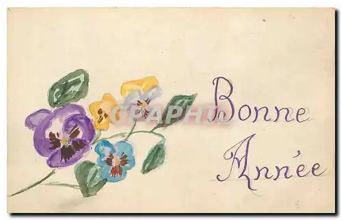 Cartes postales Bonne Annee Fleurs (dessin a la main)