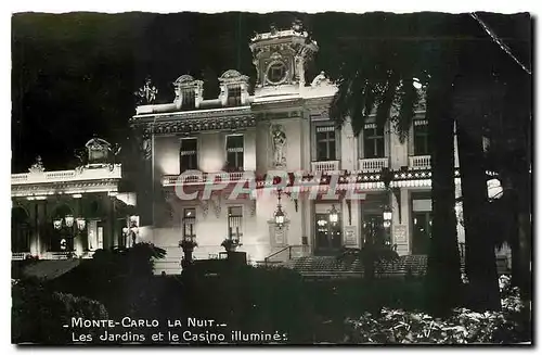 Ansichtskarte AK Monte Carlo la Nuit Les Jardins et le Casino illumines