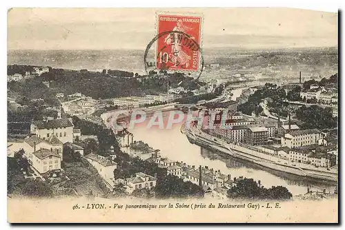 Cartes postales Lyon Vue panoramique sur la saone prise du Restaurant Gay