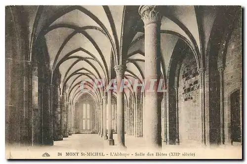 Cartes postales Mont St Michel L'Abbaye Salle des Hotes