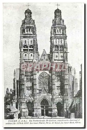 Ansichtskarte AK Tours I & L La Cathedrale St Gatien la Tour Nord la Tour Sud