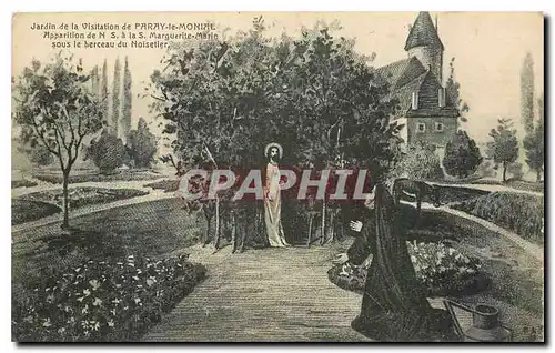 Cartes postales Jardin de la Visitation de Paray le Monial Apparition de N S a la S Marguerite Marie sous le ber