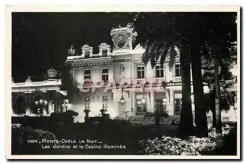 Ansichtskarte AK Monte Carlo la Nuit Les Jardins et le Casino illumines