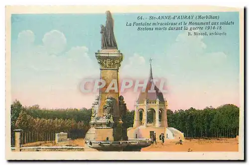 Cartes postales Ste Anne d'Auray Morbithan La Fontaine miraculeuse et le Monument aux soldats Bretons morts dura