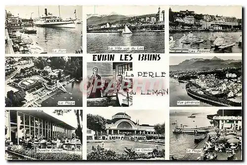 Ansichtskarte AK Evian les Bains Le Port La Ville vue du Lac La Plage Vue generale La Plage
