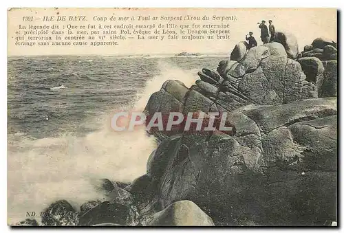 Cartes postales Ile de Batz Coup de mer a Toul Trou du Serpent