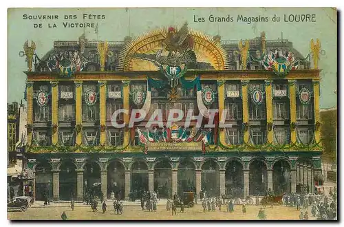 Cartes postales Souvenir des Fetes de la Victoire les grands Magasins du Louvre Coq