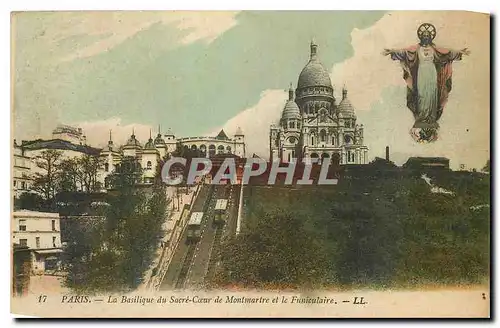 Ansichtskarte AK Paris La Basilique du Sacre Coeur de Montmartre et le Funiculaire