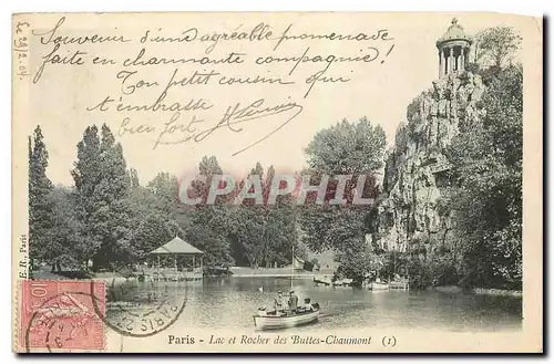 Cartes postales Paris Lac et Rocher des Buttes Chaumont