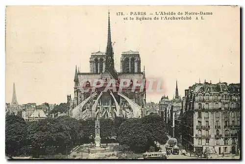 Cartes postales Paris l'Abside de Notre Dame et le Square de l'Archeveche