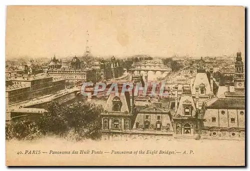 Cartes postales Paris Panorama des Huit Ponts Tour Eiffel