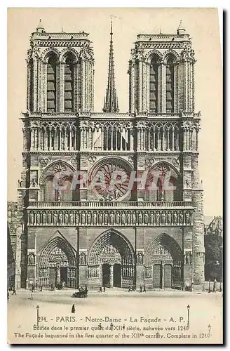 Cartes postales Paris Notre Dame La Facade