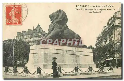 Cartes postales Paris Le Lion de Belfort Eleve a la Memoire de la Defense Nationale par Bartholdi