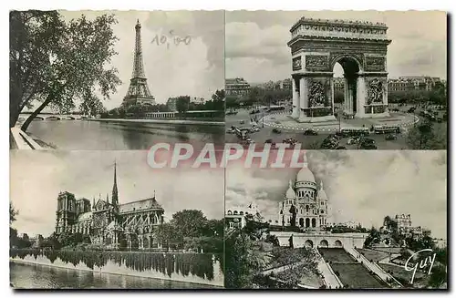 Cartes postales Paris et ses Merveilles l'Arc de Triomphe la Cathedrale Notre Dame et la Basilique dy Sacre Coeu