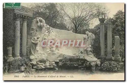 Cartes postales Paris Le monument d'Alfred de Musset