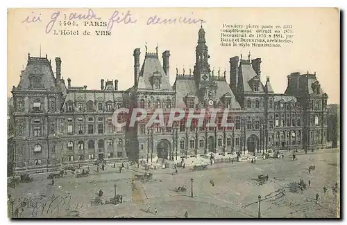 Cartes postales Paris l'Hotel de Ville