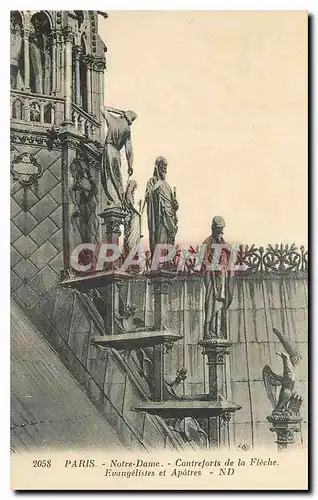 Cartes postales Paris Notre Dame Contreforts de la Fleche Evangelistes et apotres