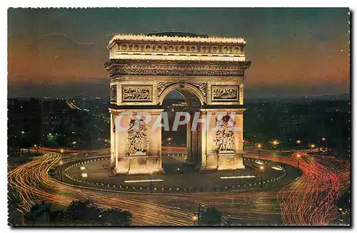 Moderne Karte Paris et ses Merveilles La place de l'Etoile de nuit et l'arc de triomphe