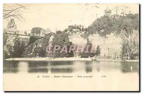 Cartes postales Paris Buttes Chaumont Pont Suspendu