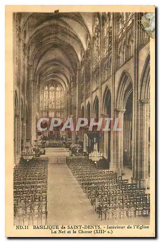 Cartes postales Basilique de Saint Denys Interieur de l'Eglise La Nef et le Choeur