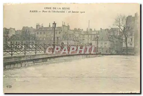 Cartes postales Crue de la Seine Paris Pont de l'Archeveche