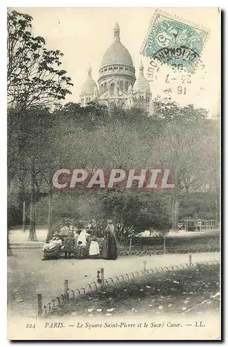 Cartes postales Paris Le square Saint Pierre et le Sacre Coeur