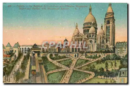 Cartes postales Paris La Basilique du Sacre Coeur avec l'Escalier Monumental