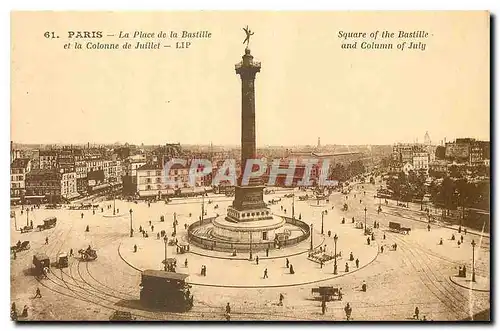 Cartes postales Paris La Place de la Bastille et la Colonne de Juillet