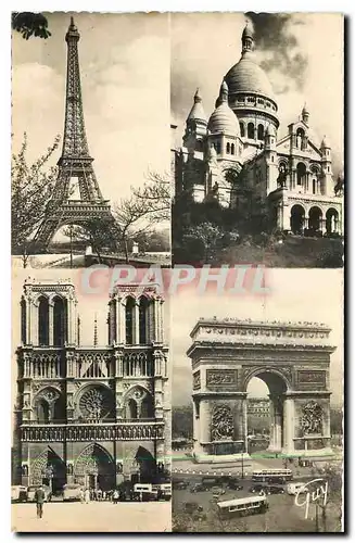 Ansichtskarte AK Paris et ses Merveilles La Tour Eiffel La Basilique du Sacre Coeur de Montmartre La Cathedrale N