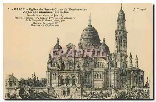 Cartes postales Paris Eglise du Sacre Coeur de Montmartre Aspect du Monument termine