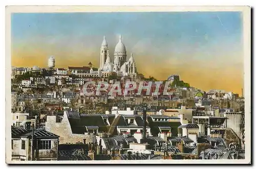 Cartes postales Paris Vue sur la Butte Montmartre La Basilique du Sacre Coeur et l'Eglise St Pierre de Montmartr