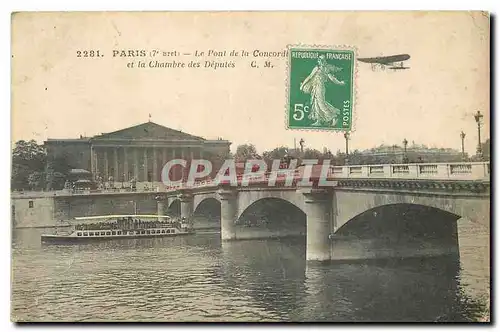 Ansichtskarte AK Paris le Pont de la Concorde et la Chambre des Deputes Avion Aviation