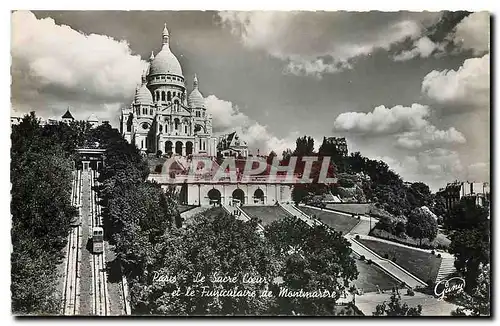 Cartes postales Paris The Sacred Heart Basilic and the Cable Railway of Montmartre