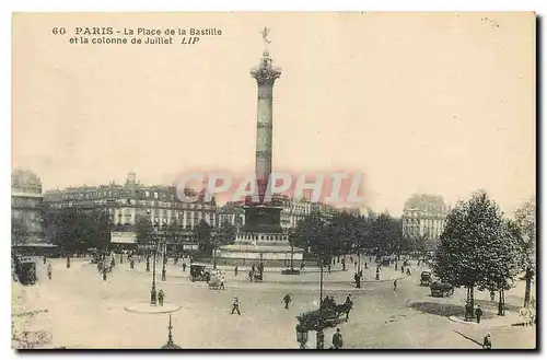 Cartes postales Paris La Place de la Bastille et la Colonne de Juillet