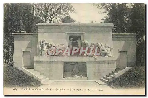 Cartes postales Paris Cimetiere du Pere Lachaise Monument aux Morts