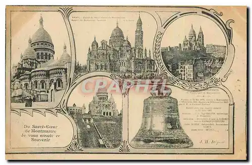 Cartes postales Du Sacre Coeur de Montmartre de vous envoie Souvenir Cloche