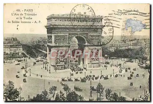 Cartes postales Paris l'Arc de Triomphe et la Tombe du Soldat Inconnu