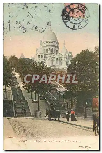 Cartes postales Paris l'Eglise du Saint Coeur et le Funiculaire