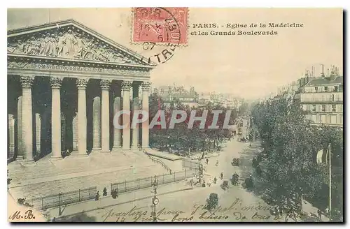 Cartes postales Paris Eglise de la Madeleine et les Grands Boulevards