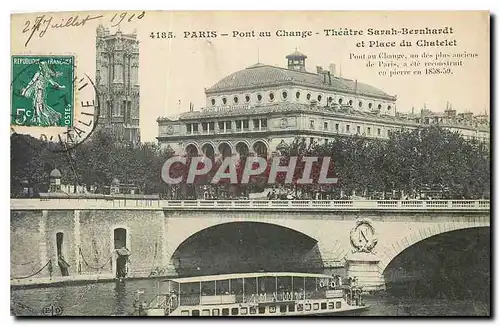 Ansichtskarte AK Paris Pont au Change Theatre Sarah Bernhardt et Place du Chatelet