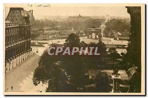 Cartes postales Paris Perspective sur les Tuileries l'Avenue des Champs Elysees et l'Etoile