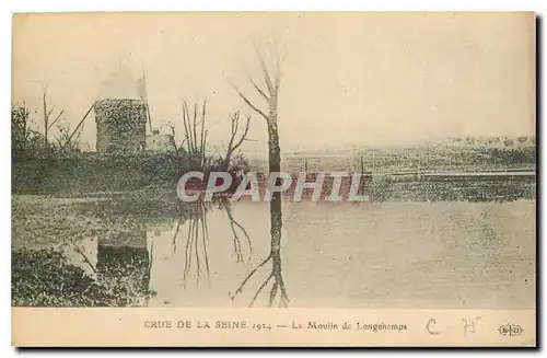 Cartes postales Crue de la Seine Le Moulin de Longechamp