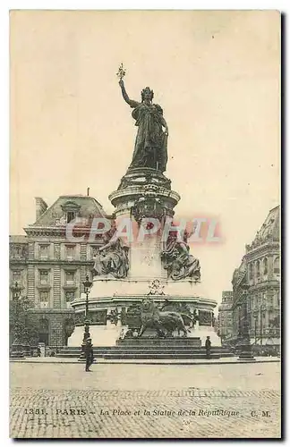 Ansichtskarte AK Paris La place et la Statue de la Republique Lion