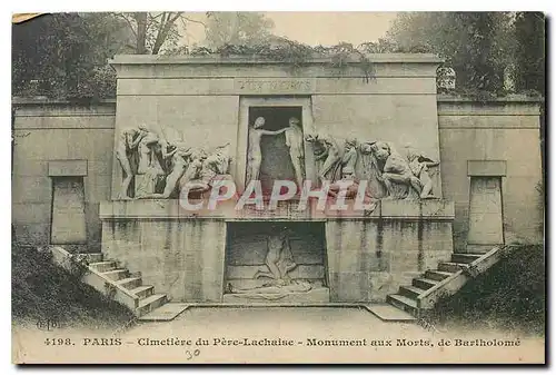 Cartes postales Paris Cimitiere du Pere Lachaise Monument au Morts de Bartholome